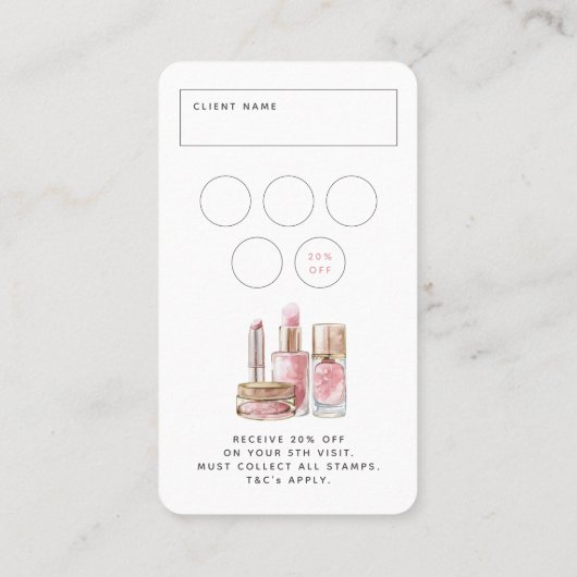 赤面ピンクシミニマルックメイクアップアーティストプロフェッショナル 名刺 (裏面)