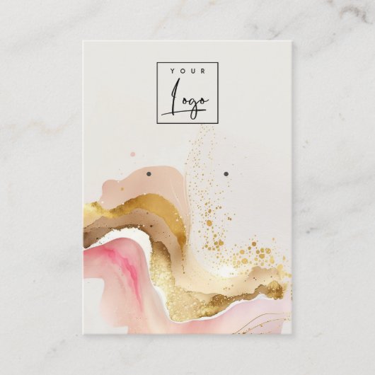 赤面ピンクシャイニーグリッターロゴイヤリングディスプレイ 名刺 (正面)