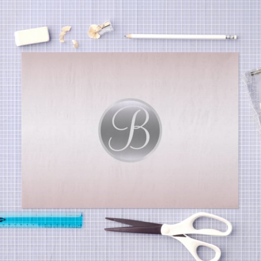 赤面ピンクシャインエレガントモノグラムレターイニシャル 薄葉紙 (クラフト)