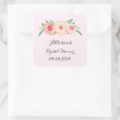 赤面ピンクシャルボードブライダルシャワーメッセージカード スクエアシール (バッグ)