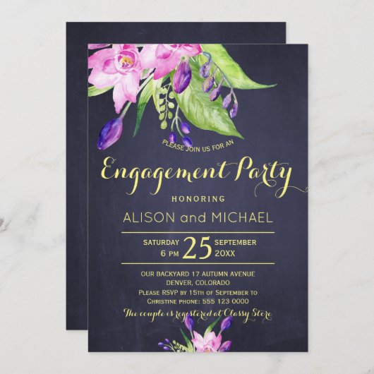 赤面ピンクシャルボード婚約i do bbqパーティー 招待状 (正面/裏面)