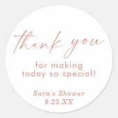 赤面ピンクシャワー | Bohoありがとうステッカー ラウンドシール (正面)