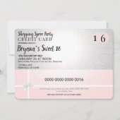 赤面ピンクショッピングスプライクレジットスウィート16パーティー 招待状 (正面)