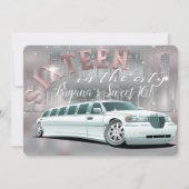 赤面ピンクショッピングスプリーシティリモスイート16パーティー 招待状 (裏面)