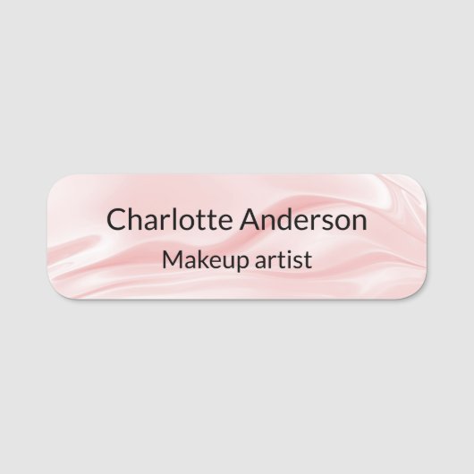 赤面ピンクシルクサテンエレガント事業 名札 (正面)