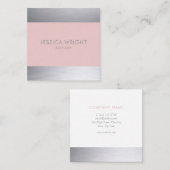赤面ピンクシルバーきらめくクラシックプロフェッショナル スクエア名刺 (正面/裏面)