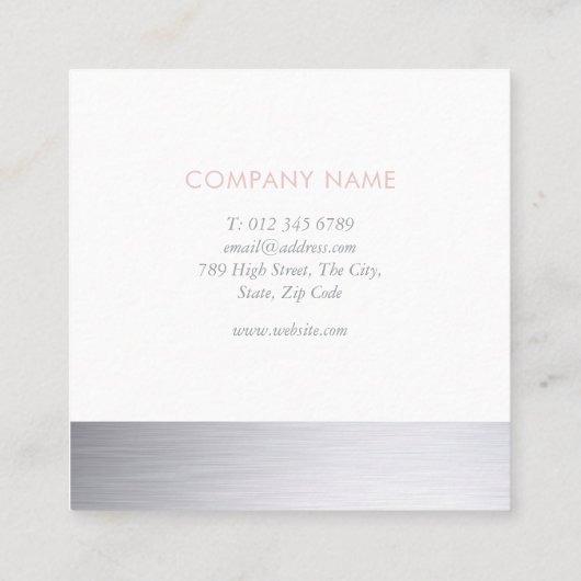 赤面ピンクシルバーきらめくクラシックプロフェッショナル スクエア名刺 (裏面)