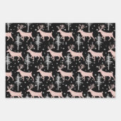 赤面ピンクシルバーウッドランドスタッフスツリーブラック ラッピングペーパーシート (正面3)