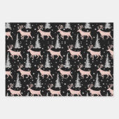 赤面ピンクシルバーウッドランドスタッフスツリーブラック ラッピングペーパーシート (正面3)