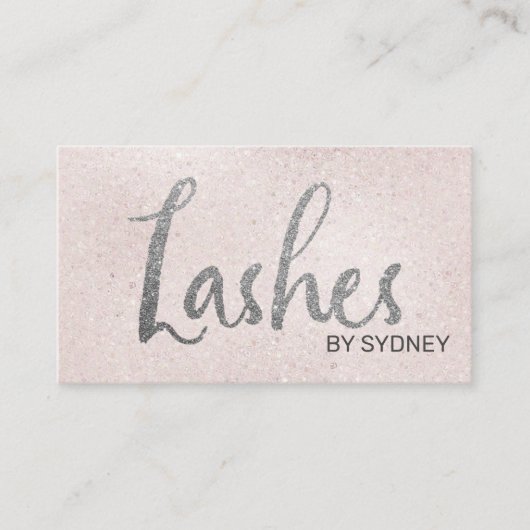 赤面ピンクシルバーグリッターまぶし名刺 名刺 (正面)