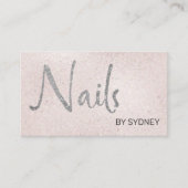 赤面ピンクシルバーグリッターネイルアーティスト 名刺 (正面)