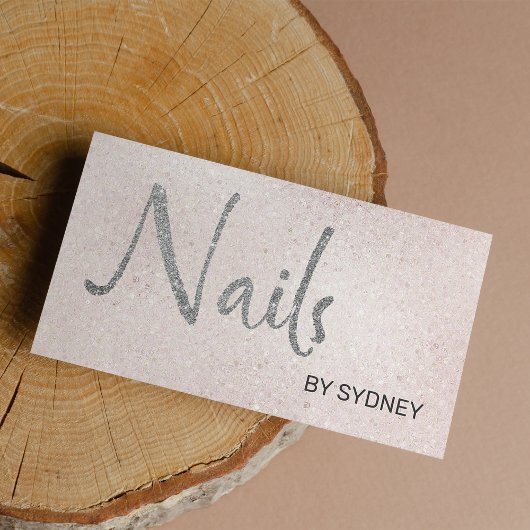 赤面ピンクシルバーグリッターネイルアーティスト 名刺