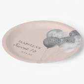 赤面ピンクシルバーグリッターバルーン甘い16 ペーパープレート (アングル)