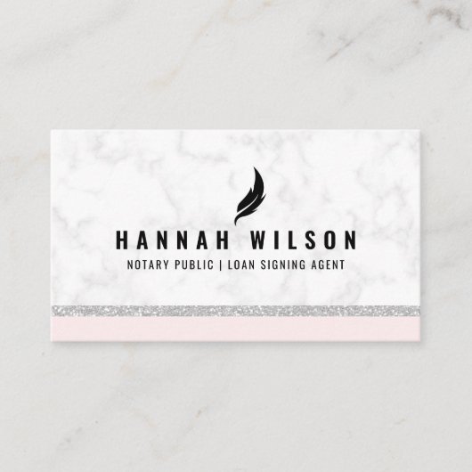 赤面ピンクシルバーグリッターマーブルモバイル公証人 名刺 (正面)