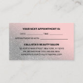 赤面ピンクシルバーグリッター勾配タイポグラフィ 予約カード (裏面)