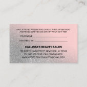 赤面ピンクシルバーグリッター勾配タイポグラフィ 紹介カード (裏面)