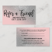 赤面ピンクシルバーグリッター勾配タイポグラフィ 紹介カード (正面/裏面)