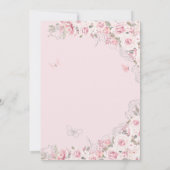 赤面ピンクシルバーバラバタフライフローラキンセアニェラ 招待状 (裏面)