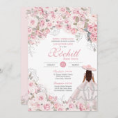 赤面ピンクシルバーバラブロッサムチャロキンセアニェラ 招待状 (正面/裏面)