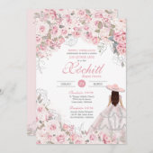 赤面ピンクシルバーバラブロッサムチャロキンセアニェラ 招待状 (正面/裏面)