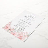 赤面ピンクシルバーフローラティアラキンセアニェラ 箔招待状 (回転した状態)