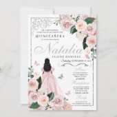 赤面ピンクシルバーフローラプリンセスキンセアニェラ 招待状 (正面)