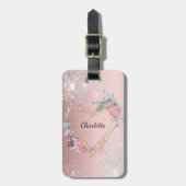 赤面ピンクシルバーフローラ名 ラゲッジタグ (正面縦)