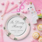 赤面ピンクシルバーフローラ追悼式 ペーパープレート (パーティー)
