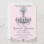 赤面ピンクシルバーホワイトボウランジェリーシャワー 招待状 (正面)