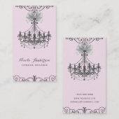 赤面ピンクシルバーホワイトボウヴィンテージグラムデザイナー 名刺 (正面/裏面)