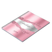 赤面ピンクシルバーメタル瑪瑙の大理石名 ノートブック (左側)
