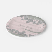 赤面ピンクシルバー&グレースパークルドットグラムパーティー ペーパープレート (アングル)