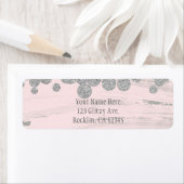 赤面ピンクシルバー&グレースパークルドットグラムパーティー ラベル (インサイチュ)