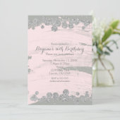 赤面ピンクシルバー&グレースパークルドットグラムパーティー 招待状 (スタンド正面)