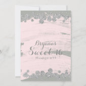 赤面ピンクシルバー&グレースパークルドットグラムパーティー 招待状 (裏面)