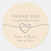 赤面ピンクシルバ結婚ーズありがとう ラウンドシール (正面)