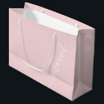赤面ピンクシンプルのスクリプト名Bridesmaid ラージペーパーバッグ<br><div class="desc">赤面ピンクシンプルのスクリプト名Bridesmaid大抱き枕</div>