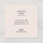 赤面ピンクシンプルのモダンフォトソーシャルメディア スクエア名刺 (裏面)