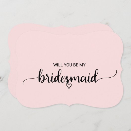 赤面ピンクシンプルの書道の花嫁の提案 招待状 (正面/裏面)