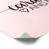 赤面ピンクシンプルの書道カードとギフトサイン ポスター (角)