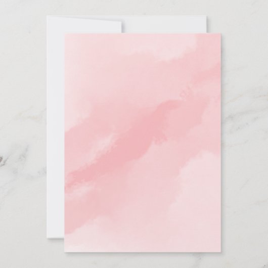 赤面ピンクシンプルシックエレガントウォーターカラー結婚ズ 招待状 (裏面)