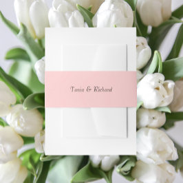 赤面ピンクシンプル色のスタイル付き名結婚前 招待状ベリーバンド