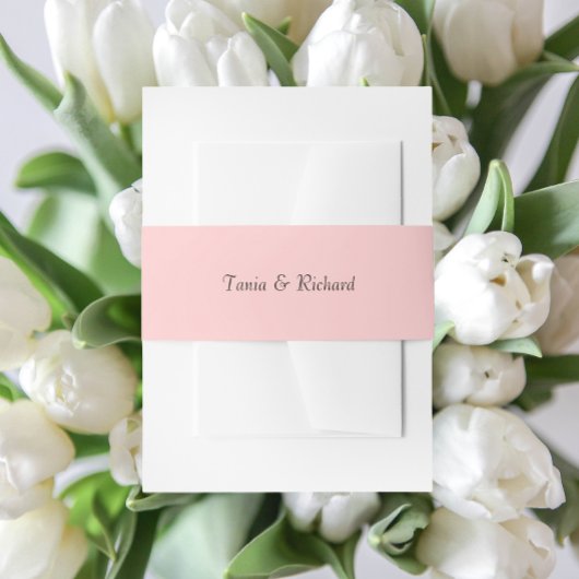 赤面ピンクシンプル色のスタイル付き名結婚前 招待状ベリーバンド