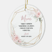 赤面ピンクジオグラフィックフローラマザーオブザグルーマー セラミックオーナメント (左)