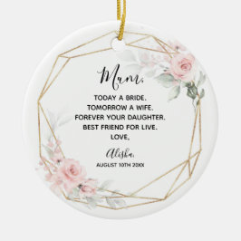 赤面ピンクジオグラフィックフローラマザー・オブ・ザ・ブライド セラミックオーナメント