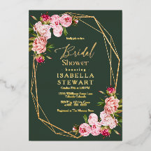 赤面ピンクジオメトリックダークグリーンブライダルシャワー