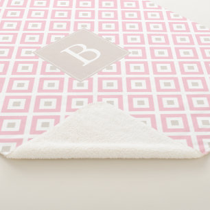 赤面ピンクジオメトリックパタモノグラムのーン シェルパブランケット