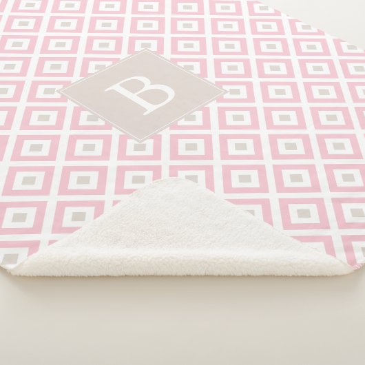 赤面ピンクジオメトリックパタモノグラムのーン シェルパブランケット (3/4)
