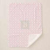 赤面ピンクジオメトリックパタモノグラムのーン シェルパブランケット (正面)