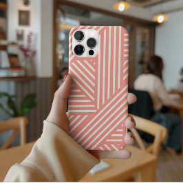 赤面ピンクジオメトリックパターフェミニンンガーリーストライプ iPhone 13ケース